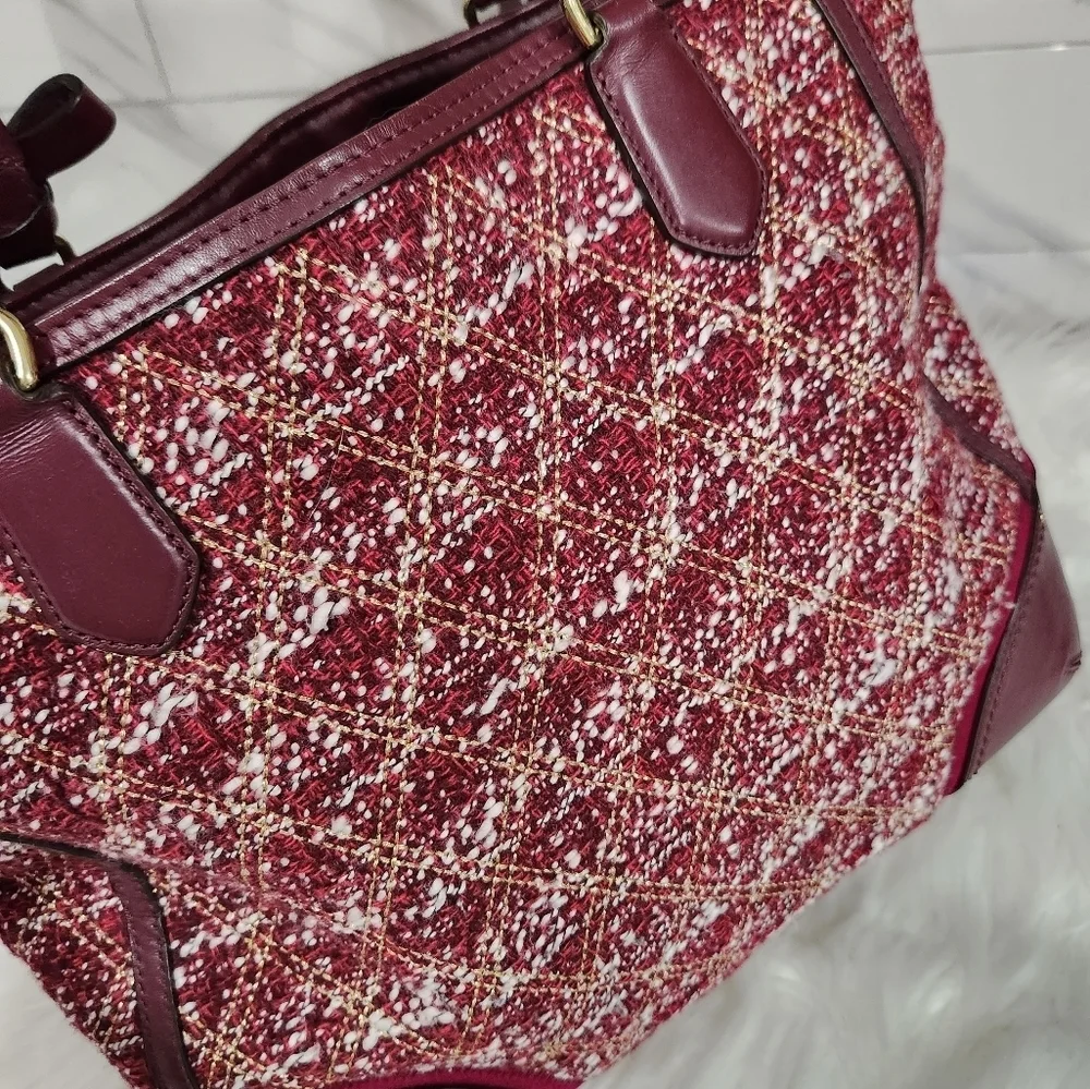 💜▪️ Coach▪️ Purple Poppy Tweed Quilted Boucle Blaire Crossbody Tote Bag